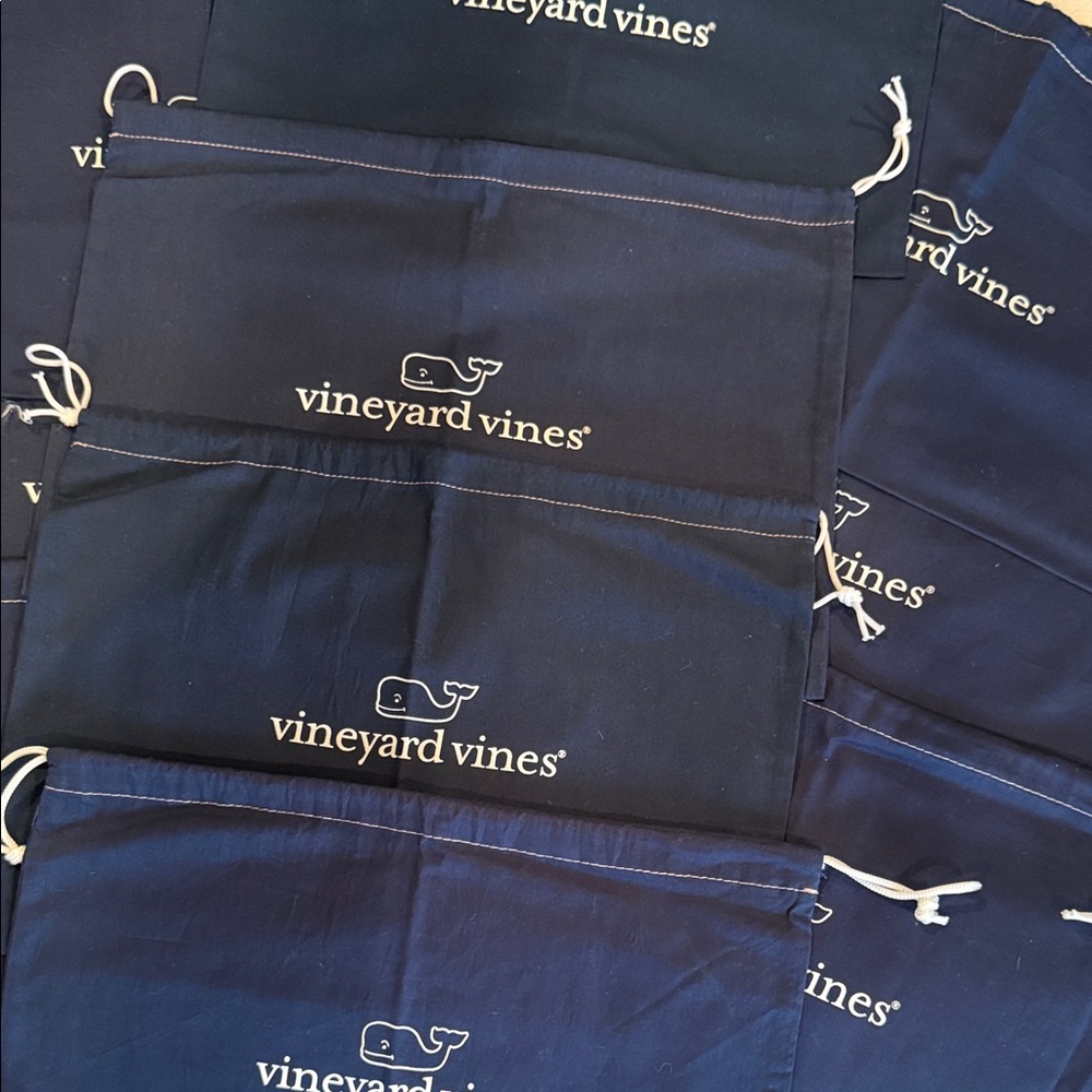 Vineyard Vines Blue Drawstring Pouches. Approx 10” x 14”. New. 10 bags per set
